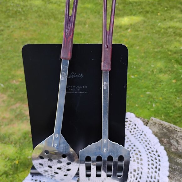 cooking utensils set of 2 Stanhome brand slotted spoon and spatula flipper 1960s - Picture 2 of 9